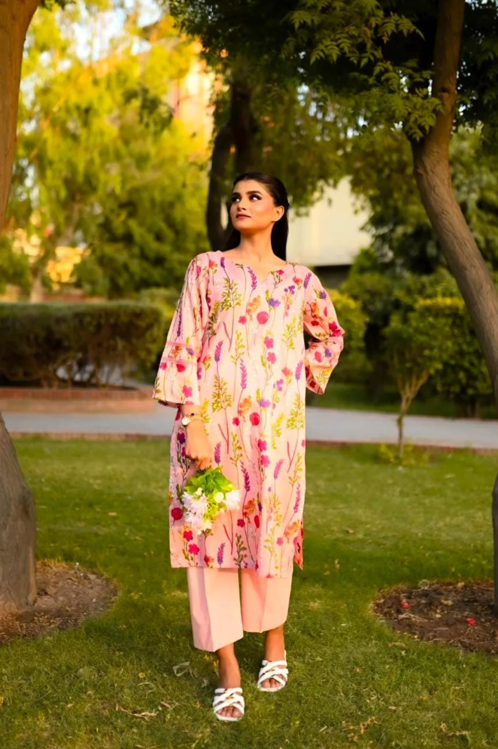 Pastel Pink Floral Print Summer Lawn 2 pc